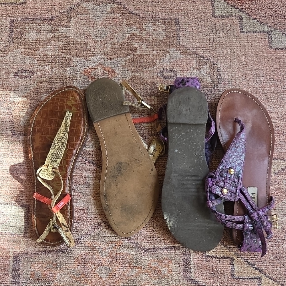 Steve madden purple Textured T-Strap Sandals - Women and Sam Edelman sandals